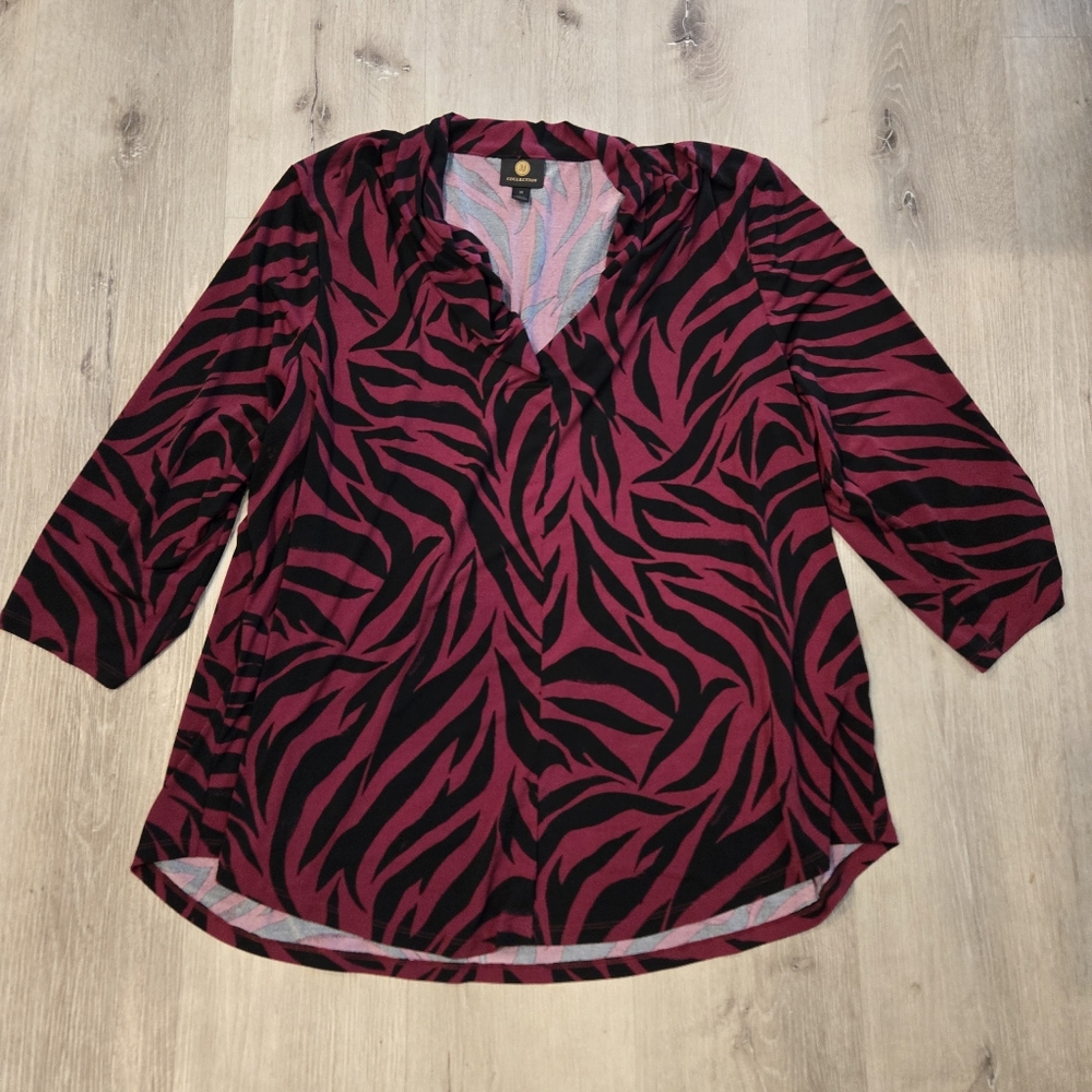 JM Collection Animal Print 3/4 Sleeve Blouse Sz 3X